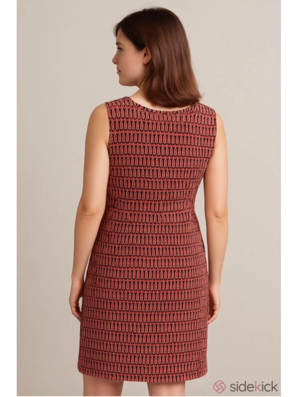 Women's Boden Midi Dress Size 16 R Pink Navy Blue Patterned Sleeveless - Picture 2 of 4